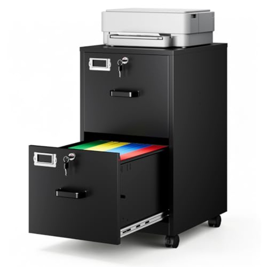 File Folder Hanging - 2-Drawer Rolling File Cabinet with Lock,