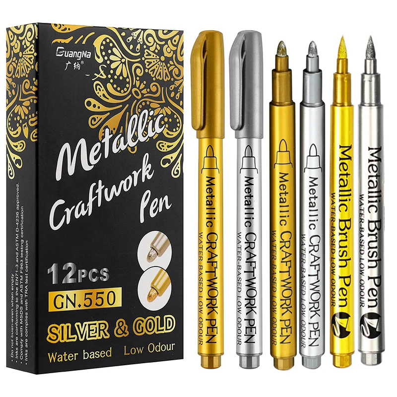 Metallic Marker Pen Set Gold S - Whiteboard Marker Set ulasan dan harga