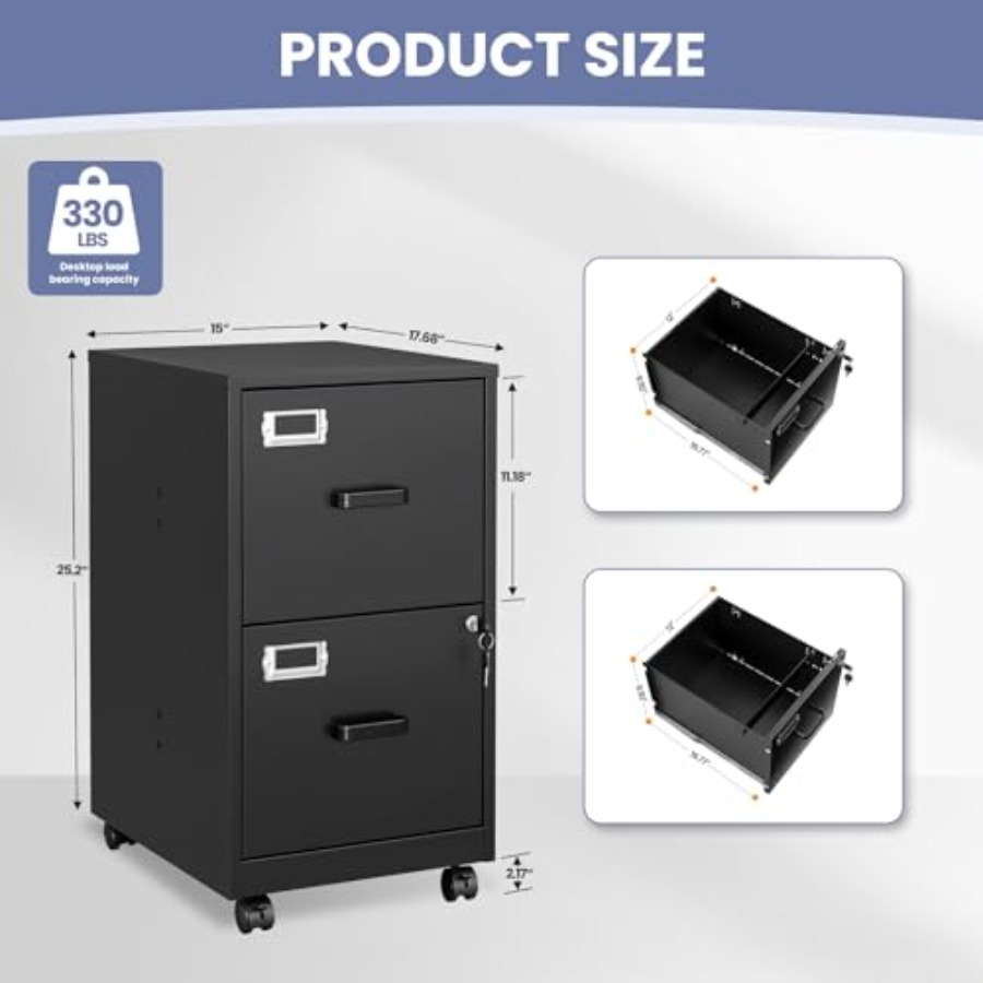 2-Drawer Rolling File Cabinet  - File Folder Hanging ulasan dan harga